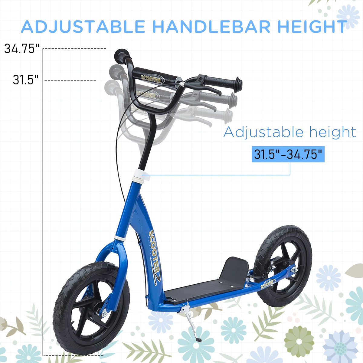 Kick Scooter for Kids 5-12 Years Old 12" EVA Tyres L734357