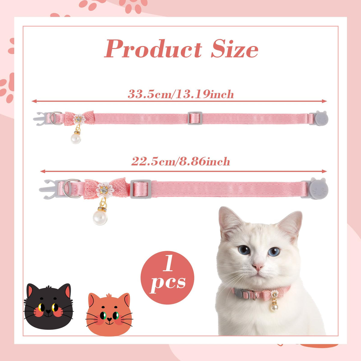 Adjustable Pink Breakaway Cat Collar O9382