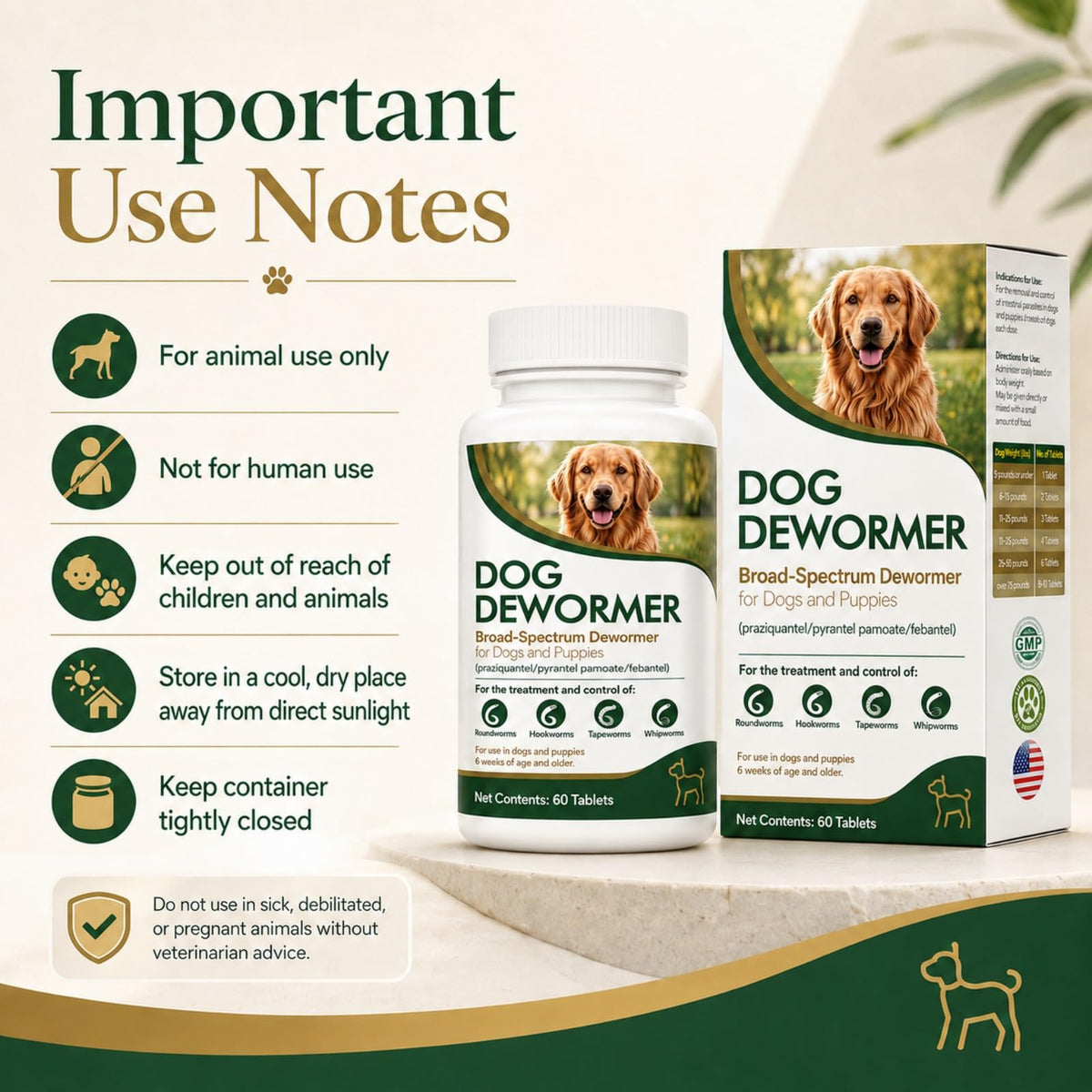 Dewormer for Dogs, 60 Tablets T84853