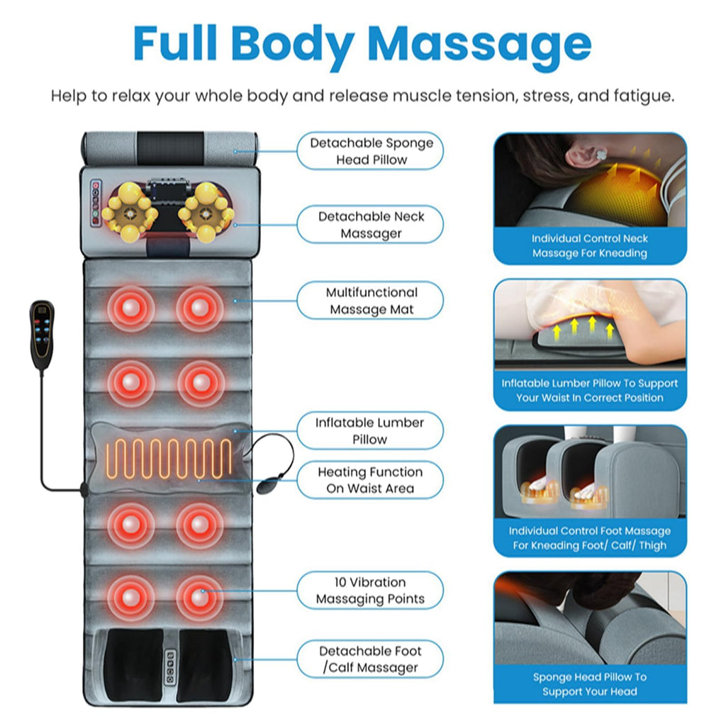 Full Body Electric Heating Vibration Massage Mat Cushion D13505