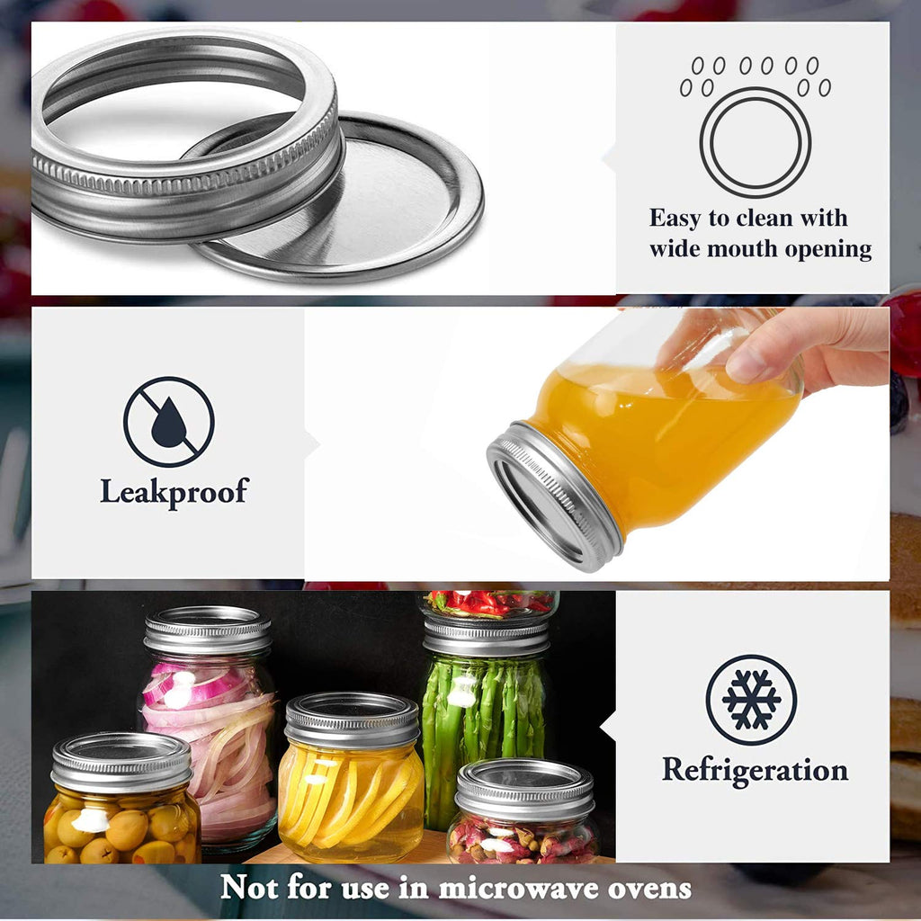16 Pack 16 oz Glass Mason Jars with Airtight Lids and Bands Y33990