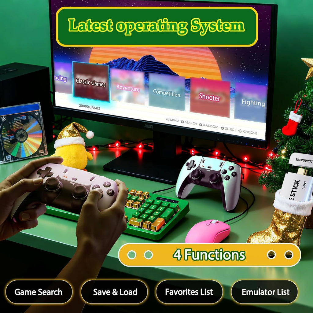 Wireless Retro Gaming Console Stick, 23 Built-In Emulators, 20,000+ Games, 4K HDMI Output, Dual 2.4G Wireless Controllers, 64GB F81346