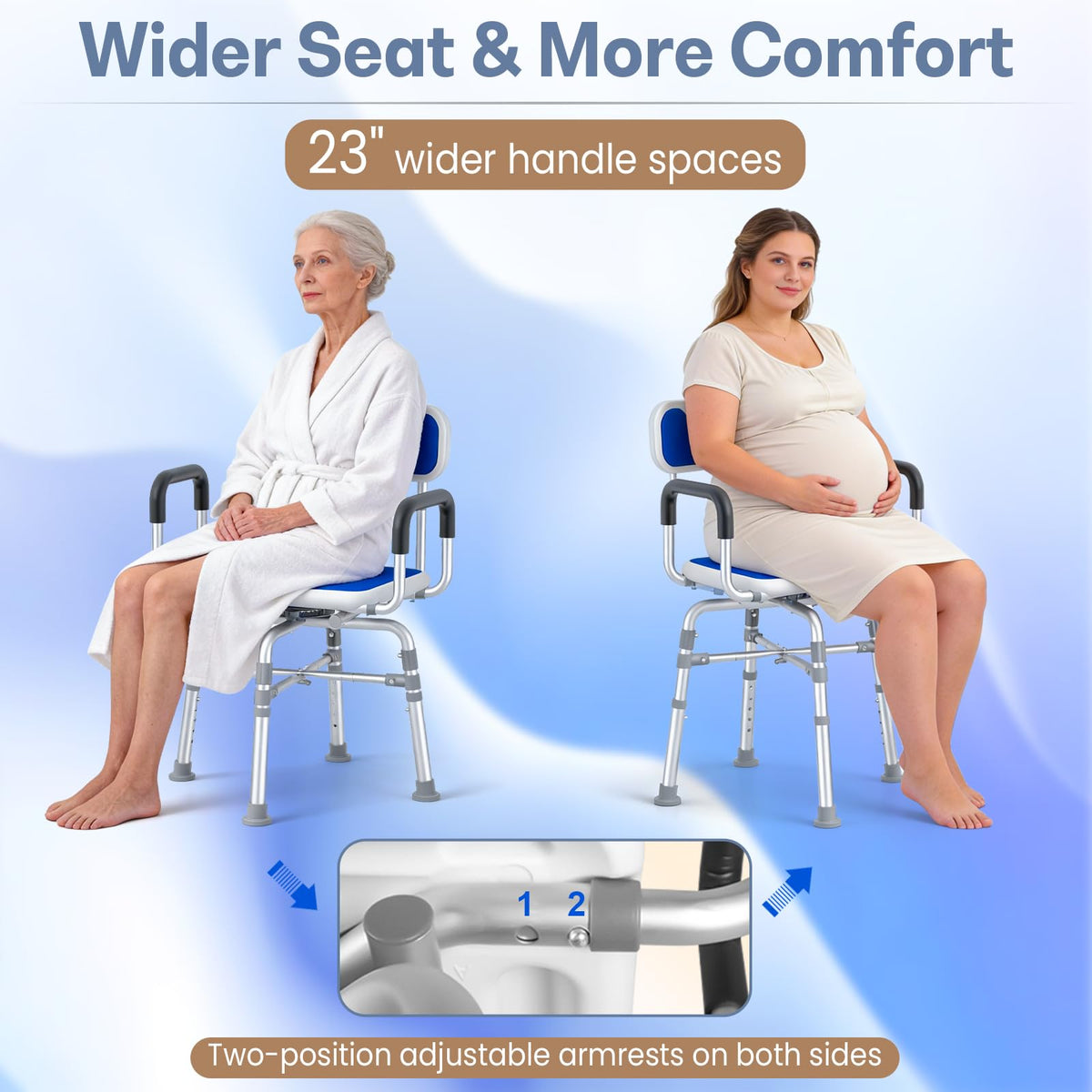 550 lbs Capacity Swivel Shower Chair with Back and Arms Q81634