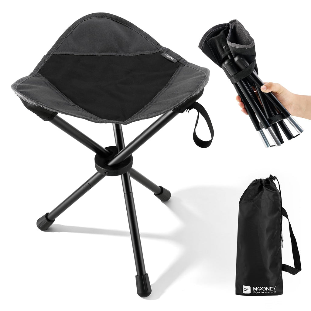 18"×14.5" Aluminum Alloy Folding Camping Stool, Black L84600