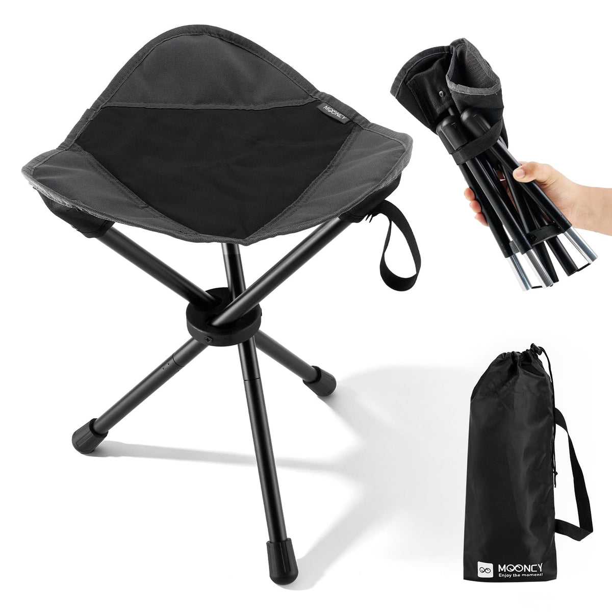 18"×14.5" Aluminum Alloy Folding Camping Stool, Black L84600