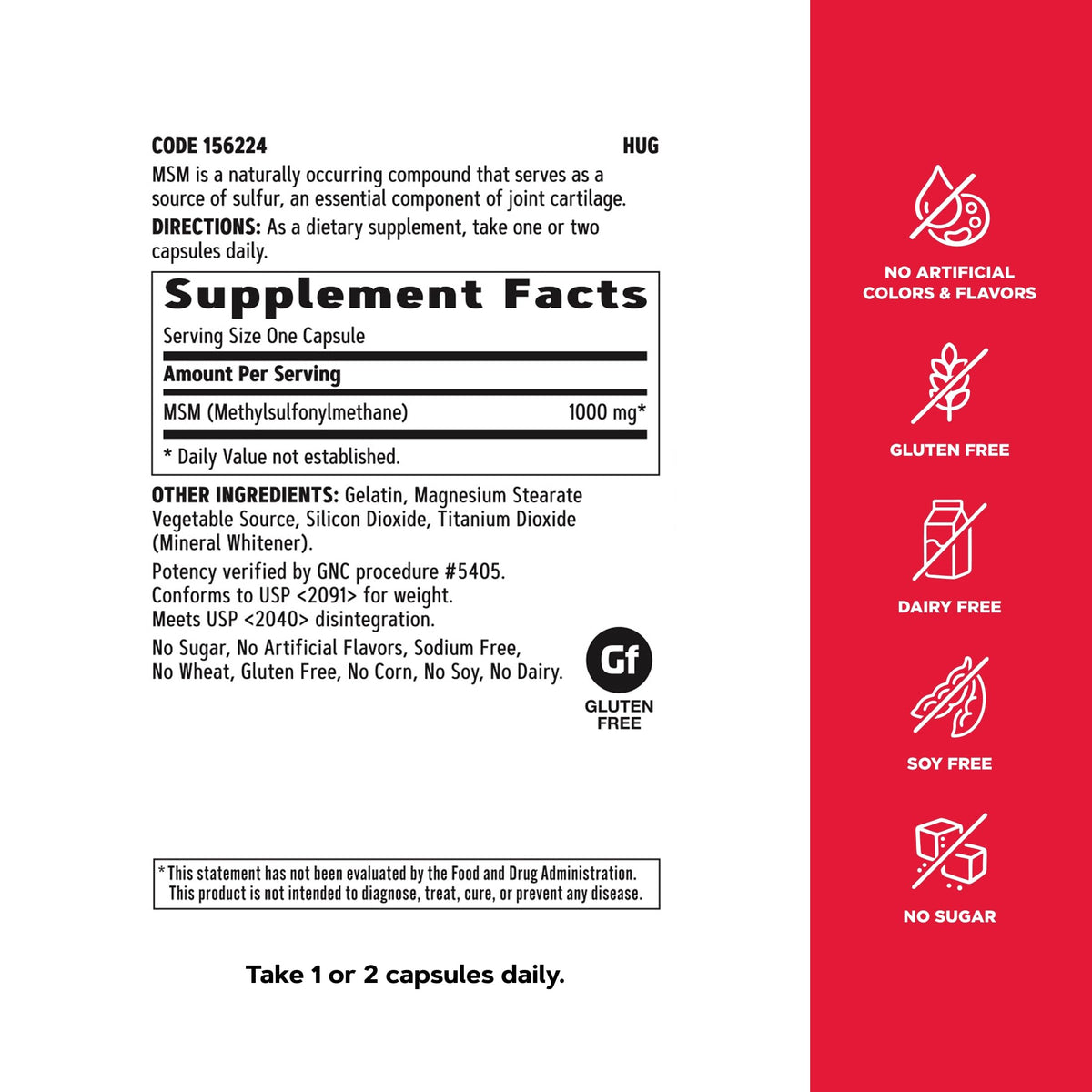 MSM 1000mg Supplement U466