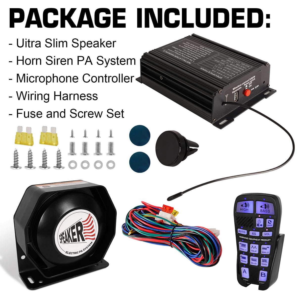200W Multi-Tone Emergency Car Siren Speaker PA System Kit Z250