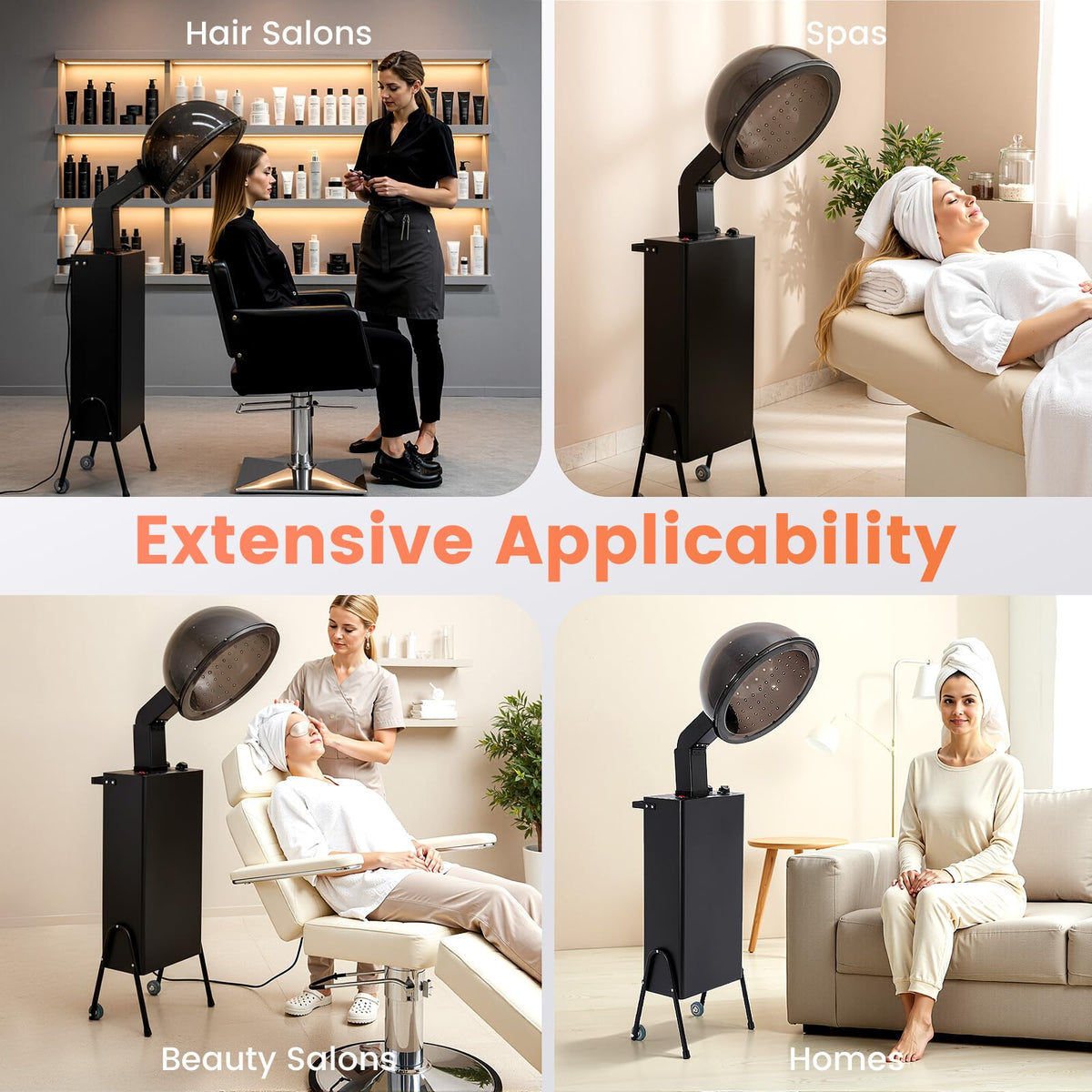 1200W Freestanding Hooded Hair Dryer with Wheels M313