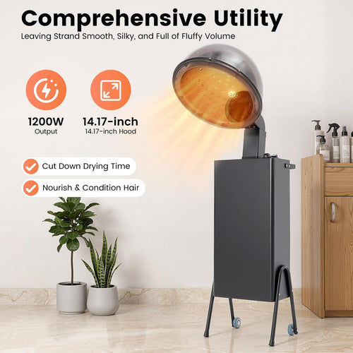 1200W Freestanding Hooded Hair Dryer with Wheels M313