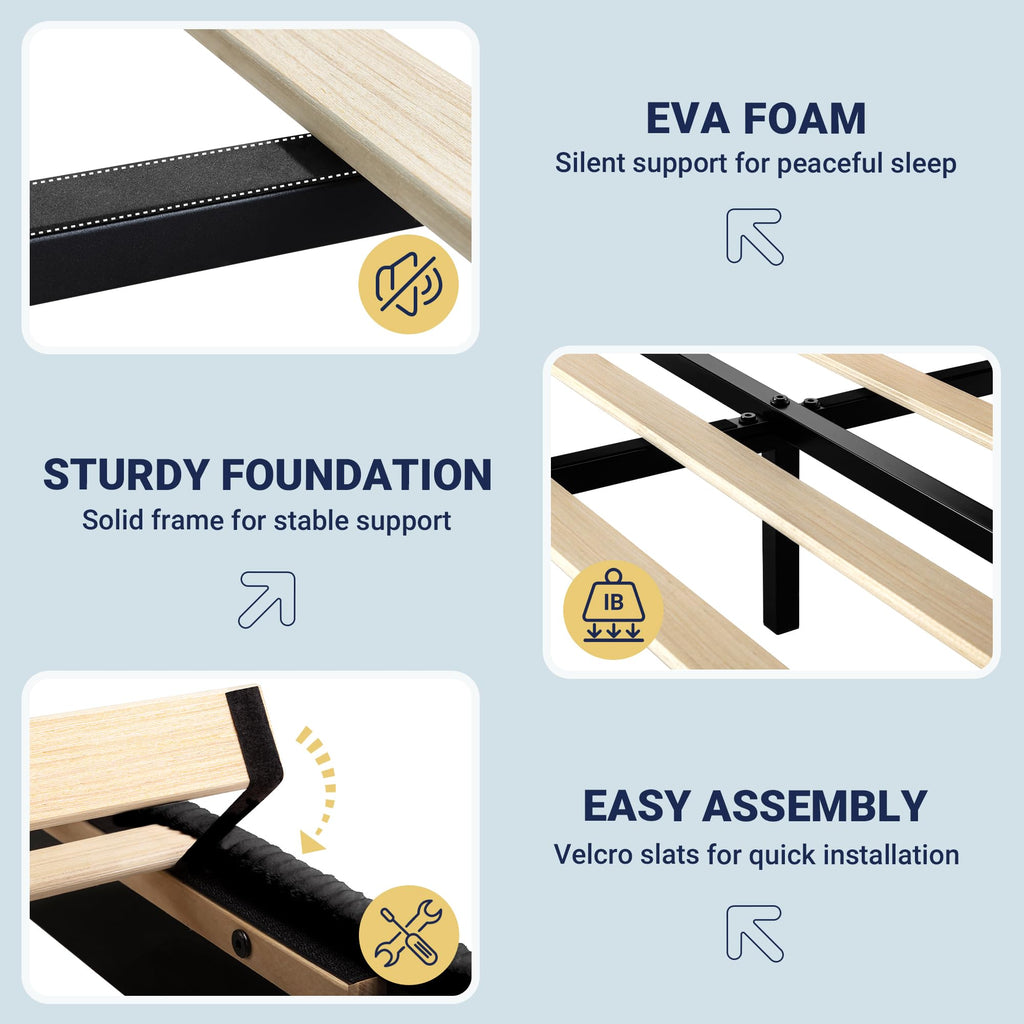 Queen Bed Frame with Adjustable Corduroy Headboard M420