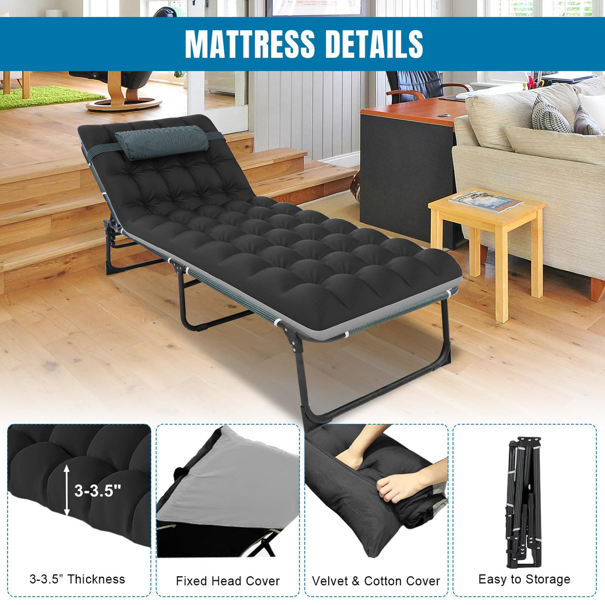 Folding Camping Cot with Mattress W996