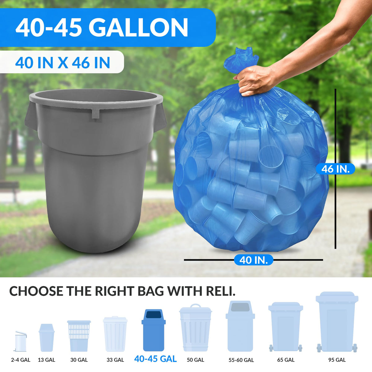 40-45 Gallon Heavy Duty Trash Bags W557
