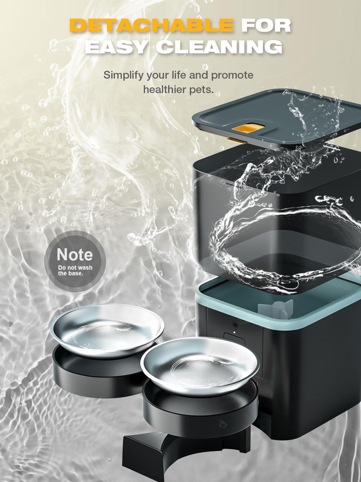 Automatic WiFi App Control Cat Feeder with Stainless Steel Bowl P2813