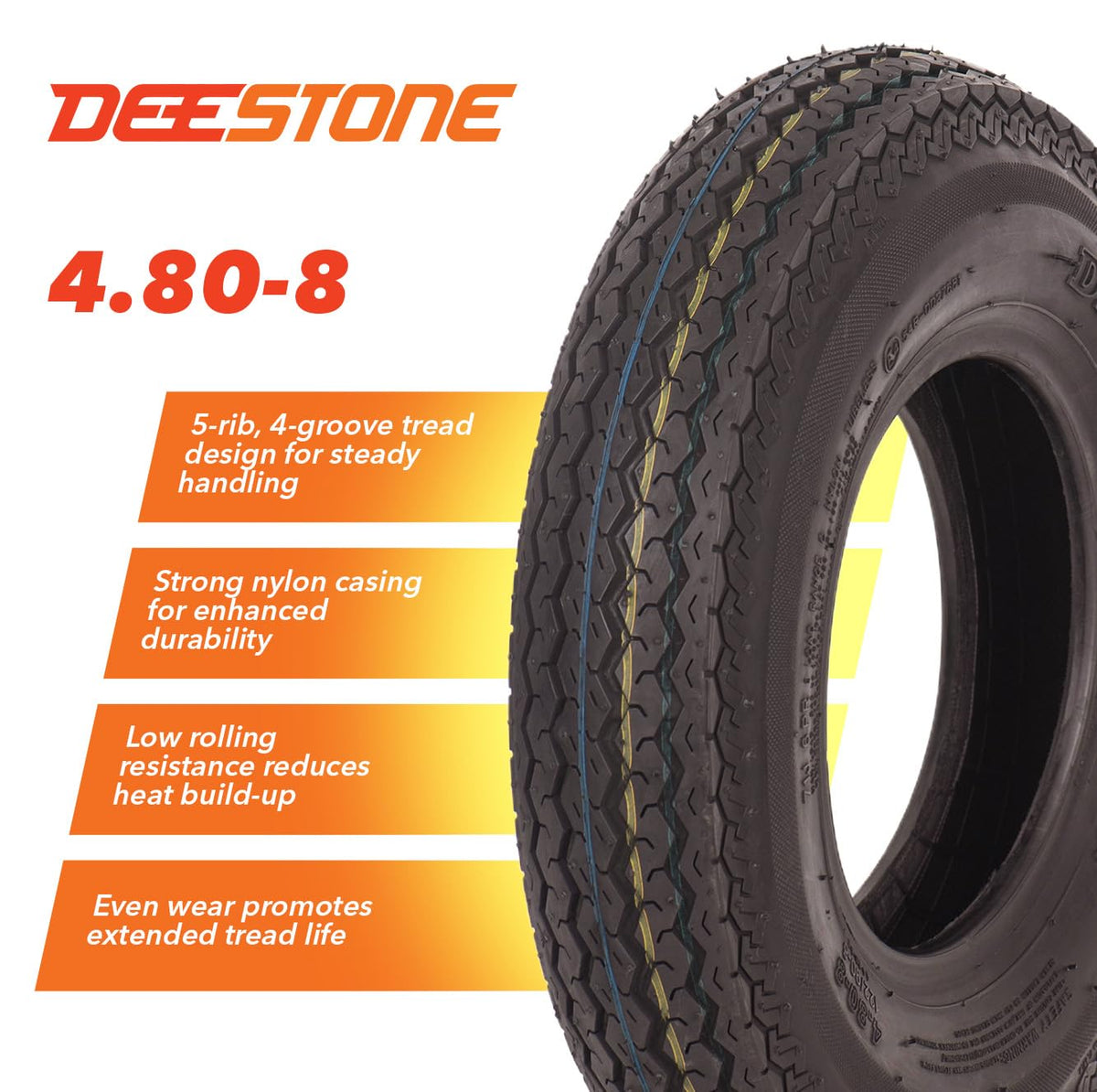 4.80-8 2 Tires 6 Ply Trailer D8531