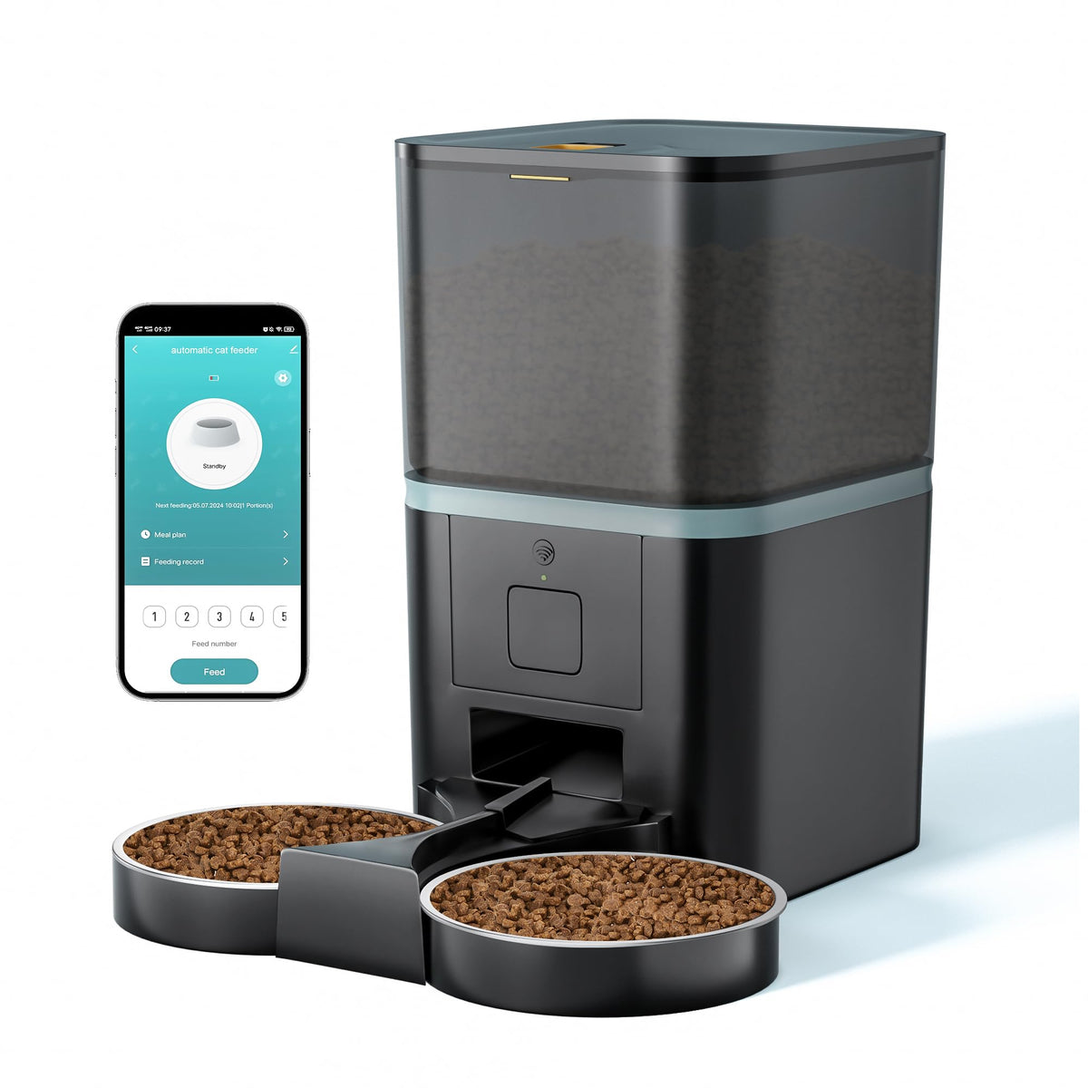 Automatic WiFi App Control Cat Feeder with Stainless Steel Bowl P2813