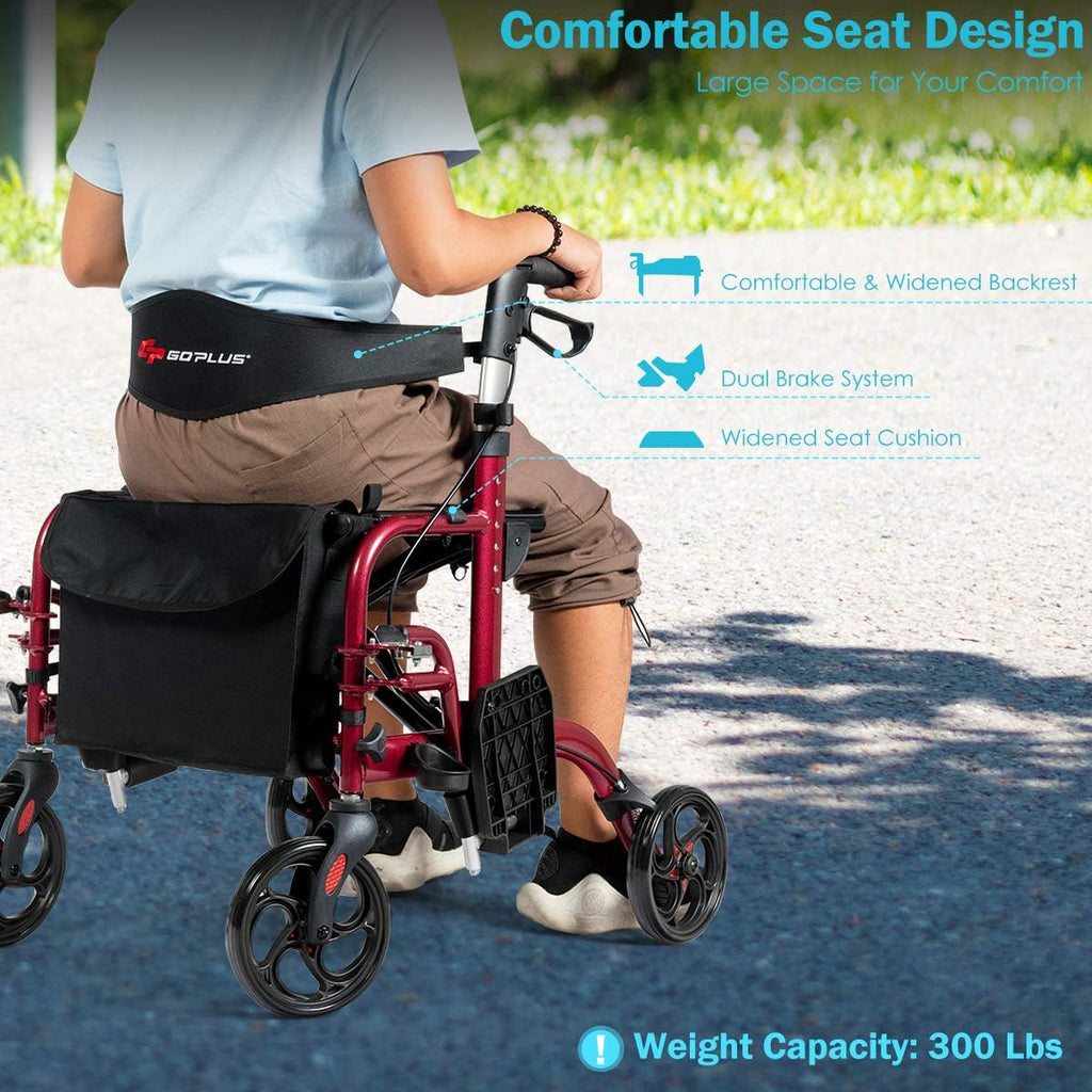 2 in 1 Folding Rollator Walker with Seat G40138