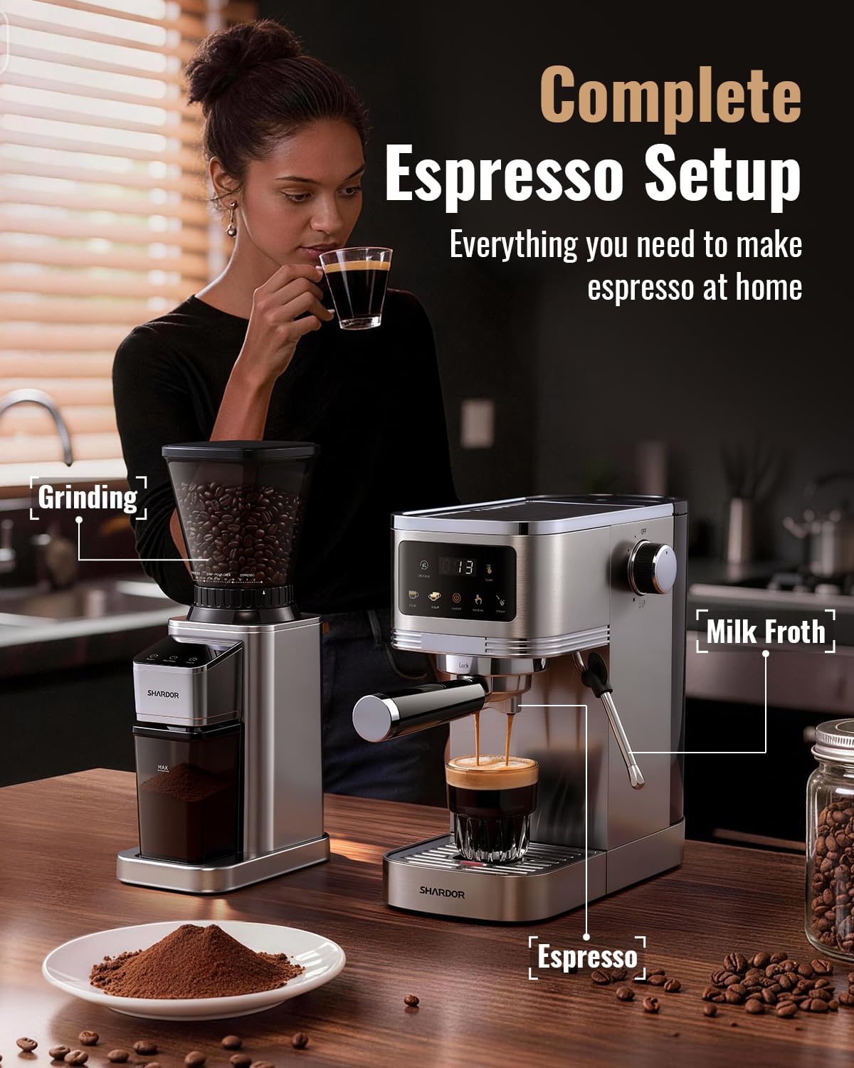 Espresso Machine with Grinder and 48 Grind Settings K650167