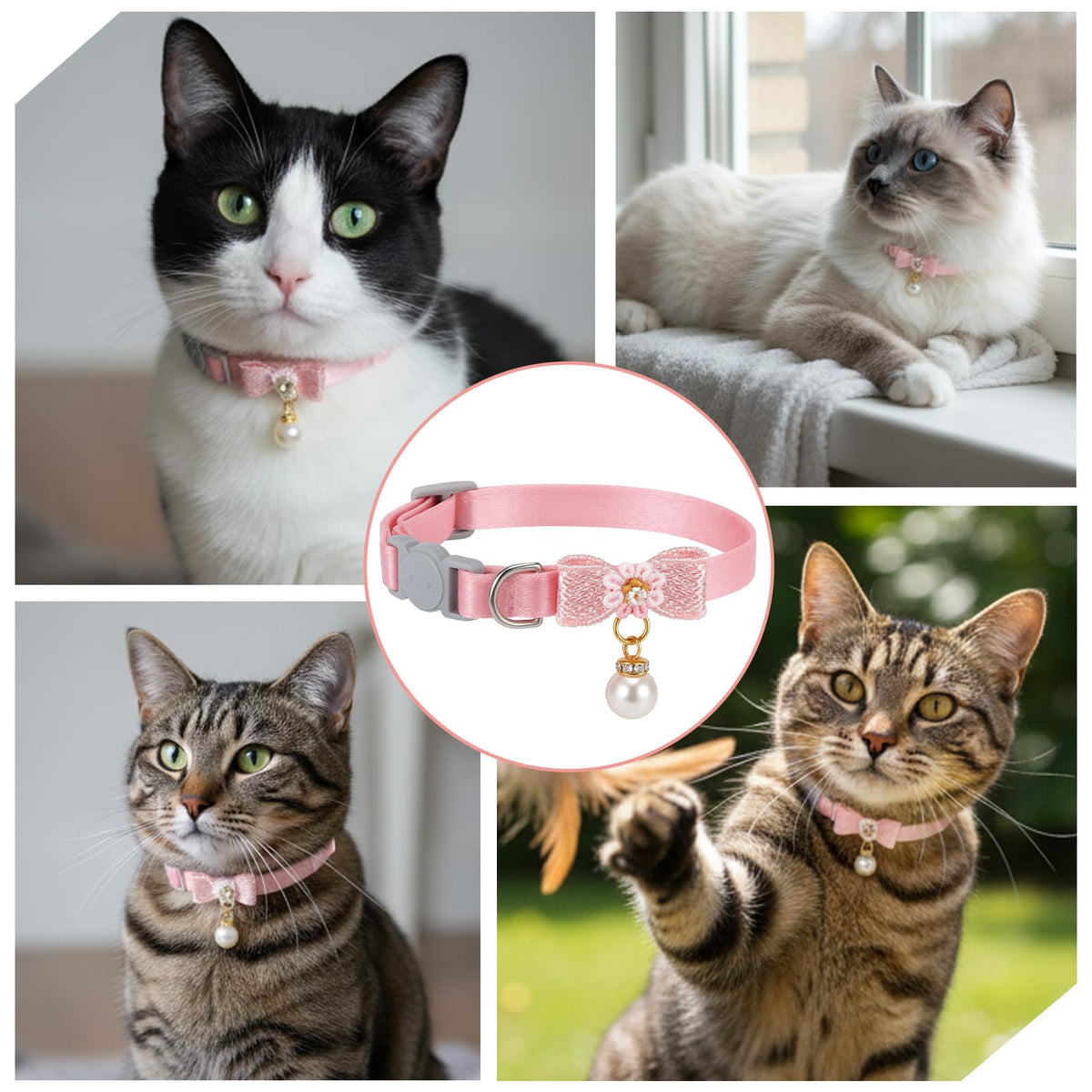 Adjustable Pink Breakaway Cat Collar O9382