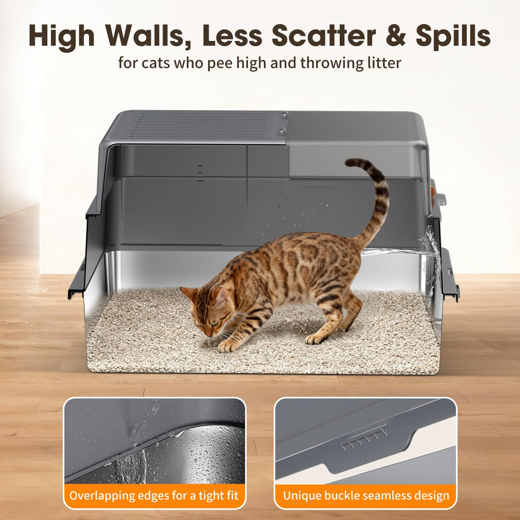 XXXL Stainless Steel Litter Box with Lid R6848