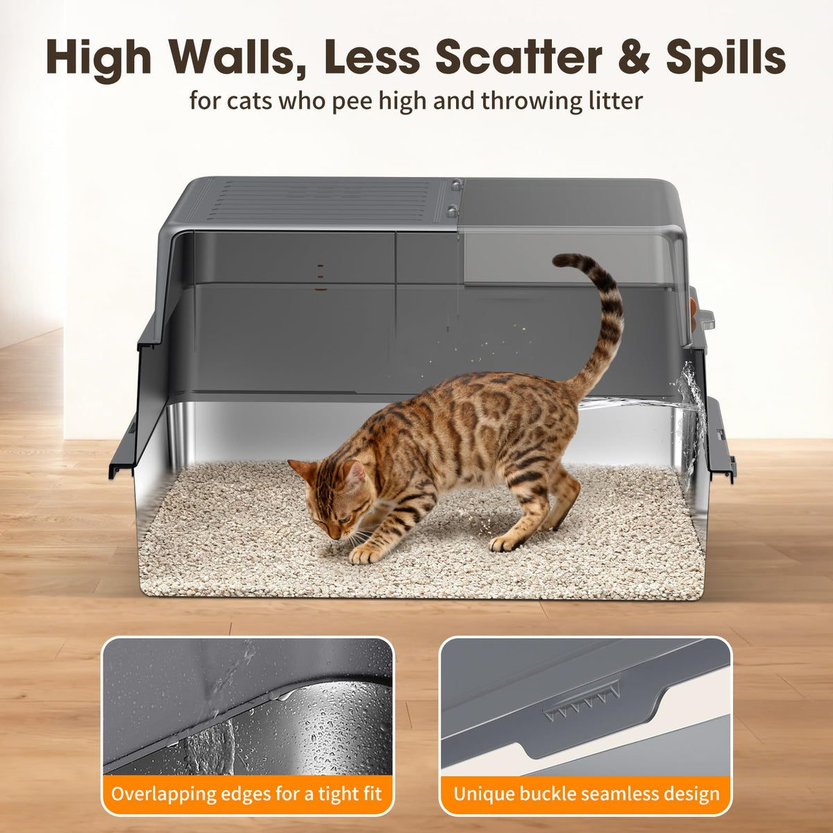 XXXL Stainless Steel Litter Box with Lid R6848