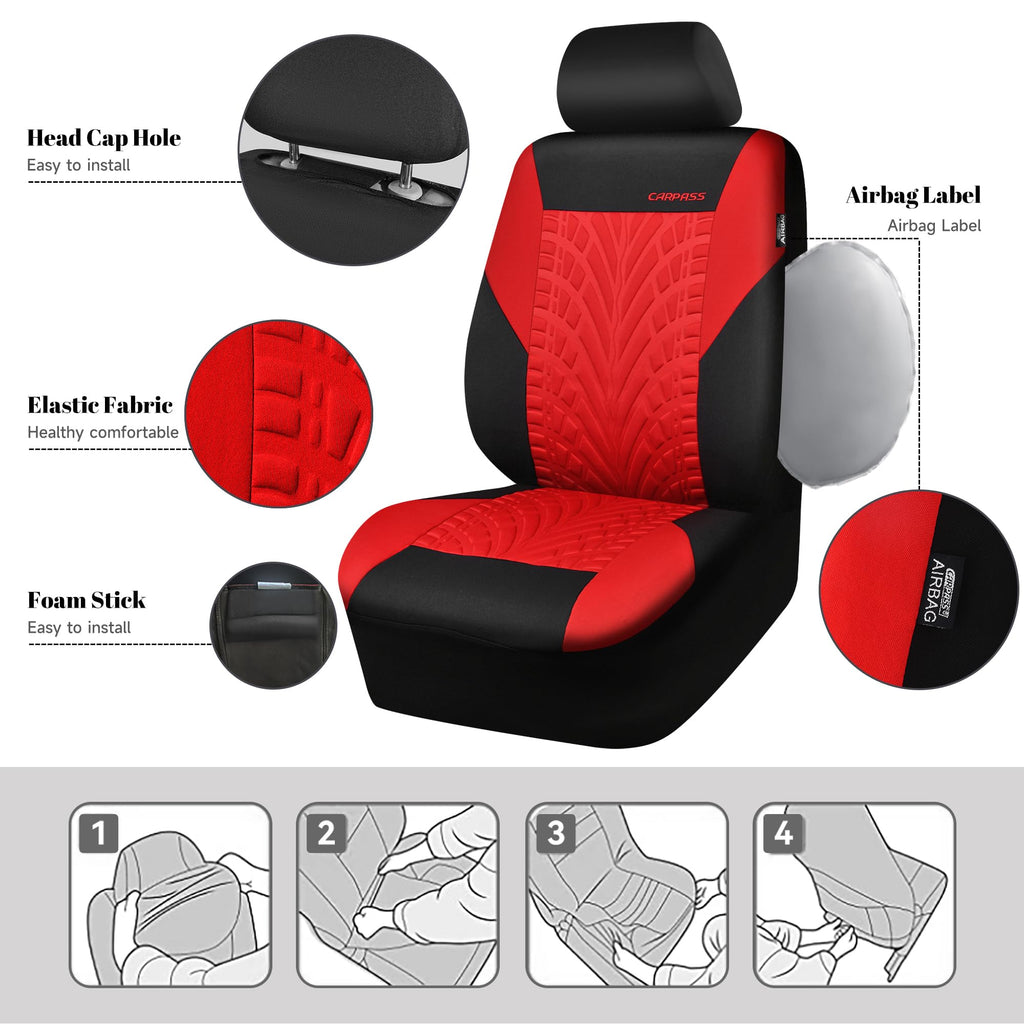 Car Seat Covers Full Sets Black Red L62570