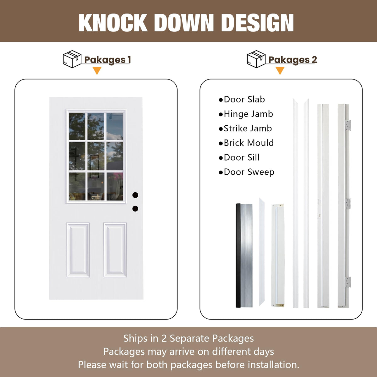 White 9-Lite Fiberglass Entry Door E5572