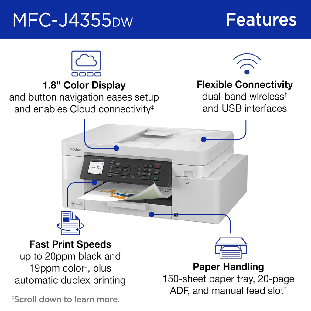 Wireless Color Inkjet All-in-One Printer with Color Display and Manual Feed Slot V552752