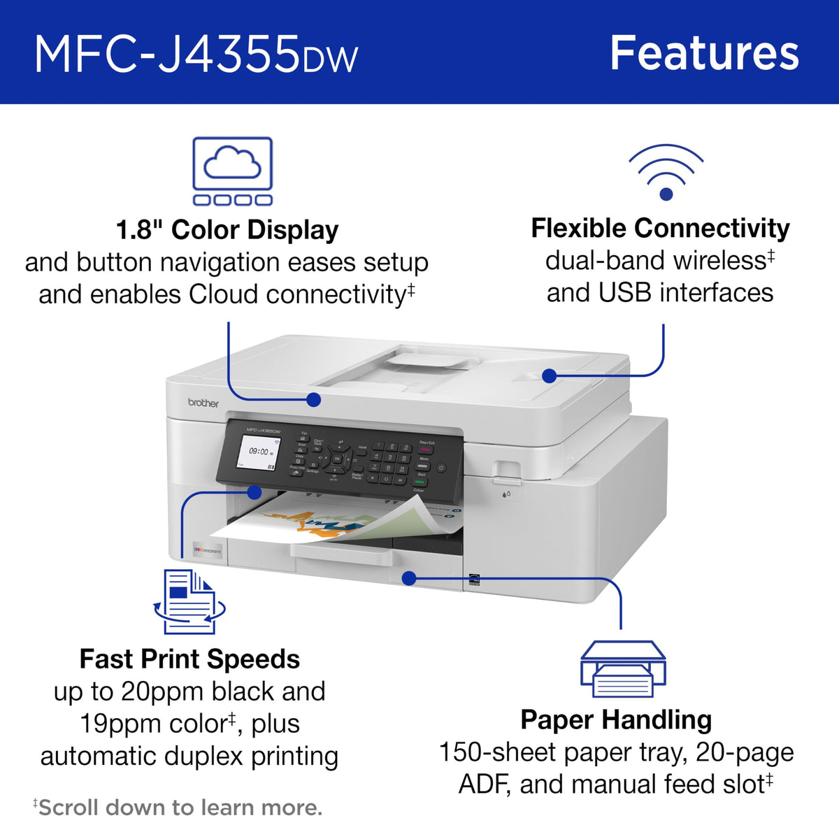 Wireless Color Inkjet All-in-One Printer with Color Display and Manual Feed Slot V552752