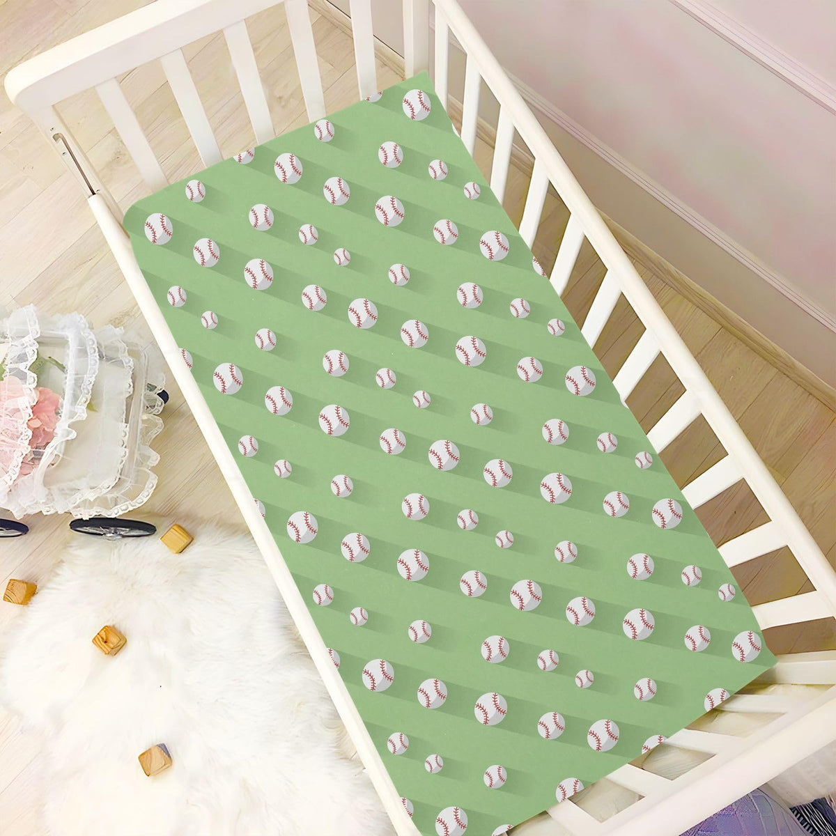 Baseball 3D Print Crib Sheet 52" x 28" N49567