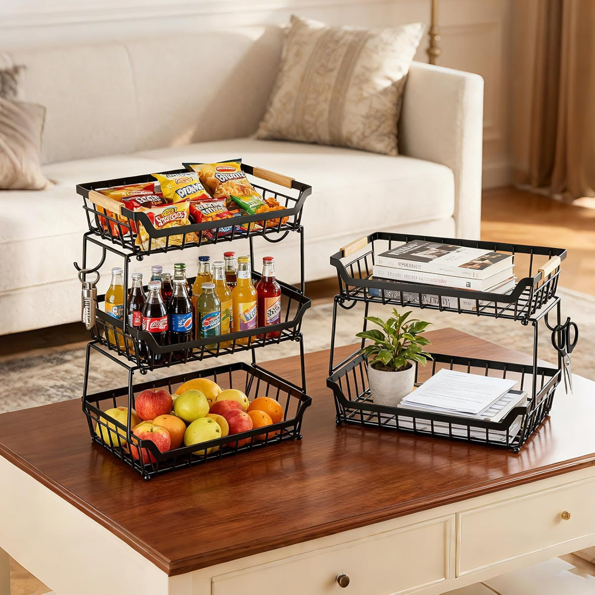 3 Tier Fruit Basket with 2 Banana Hangers C706