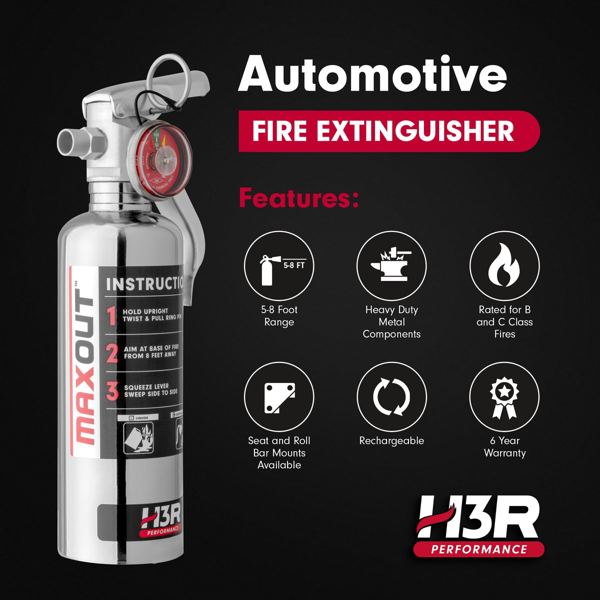 Compact Refillable Purple K Dry Chemical Fire Extinguisher 1.0 lb X21602