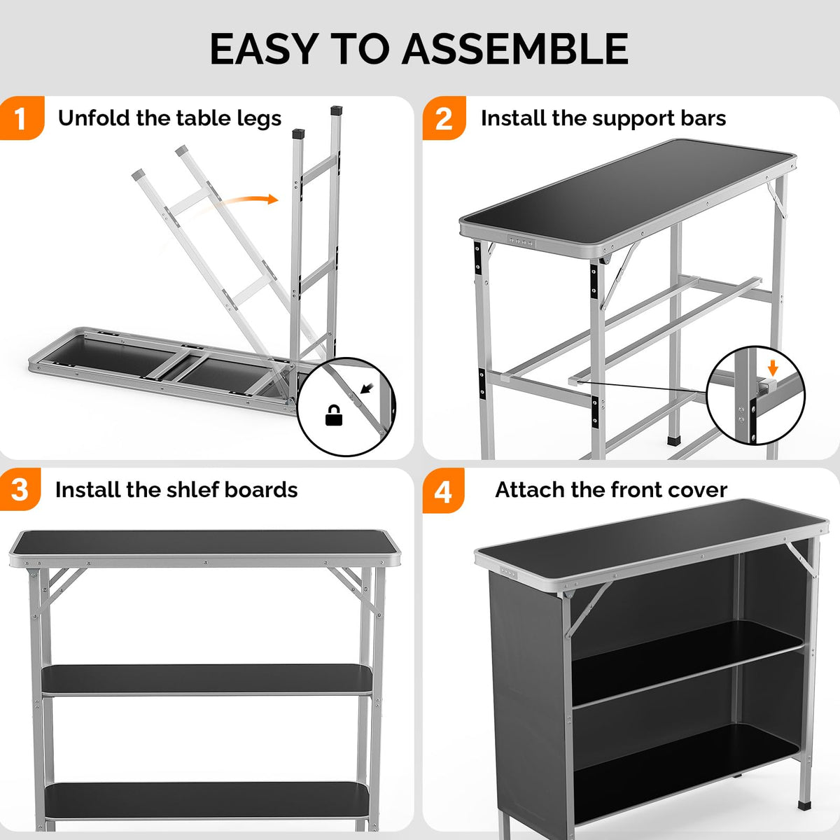 Aluminum 2-Tier Folding Camping Table with Carrying Bag D30703