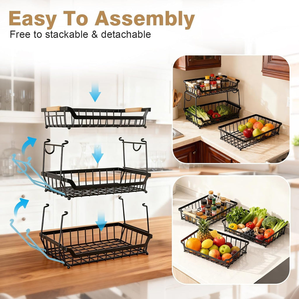3 Tier Fruit Basket with 2 Banana Hangers C706