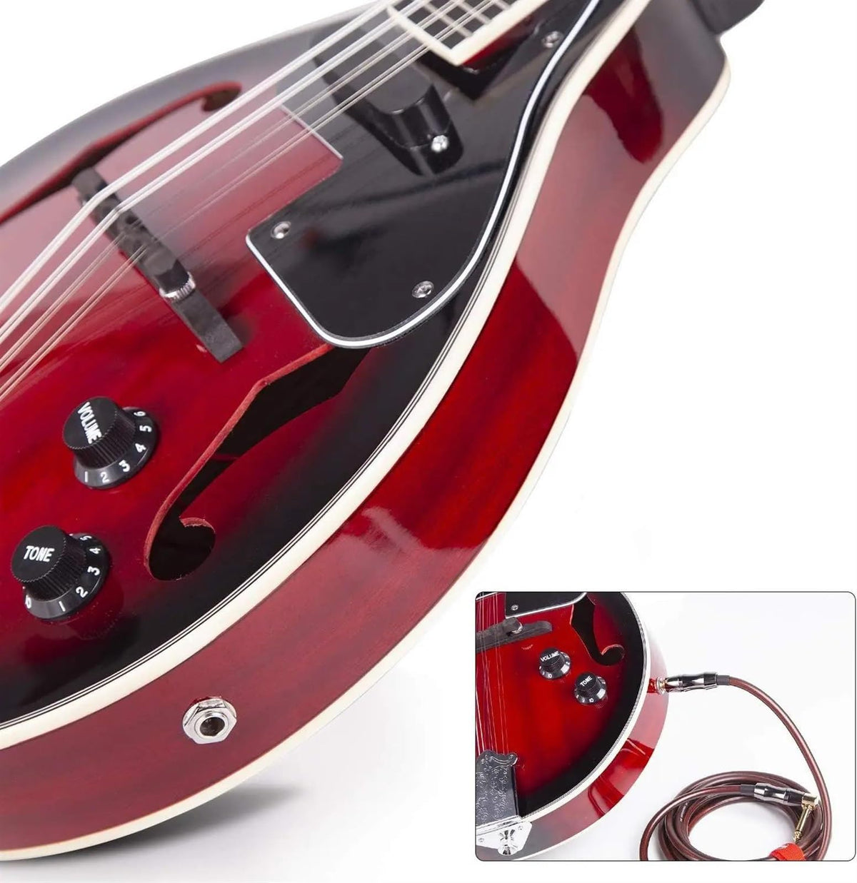 Red Sunburst Mahogany Wood Acoustic Electric Mandolin Z6616
