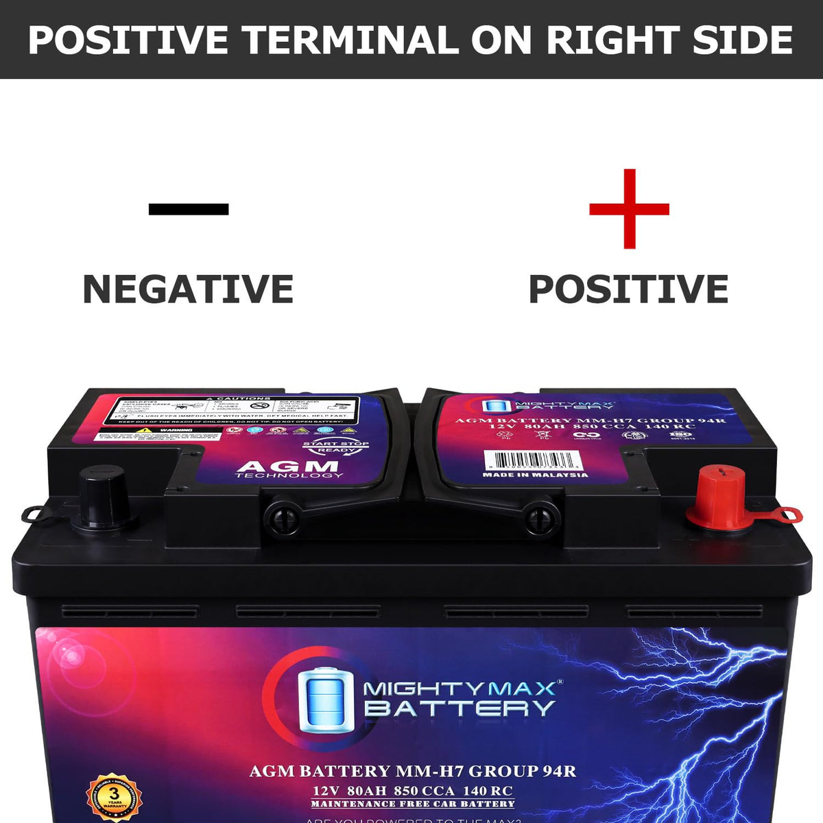 12V 80AH 850 CCA Replacement Battery S721