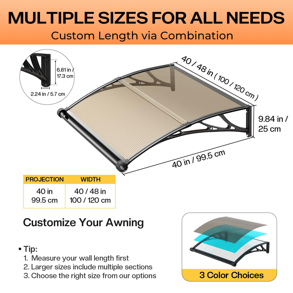 40x48in UV Rain Proof Door Awning B80286