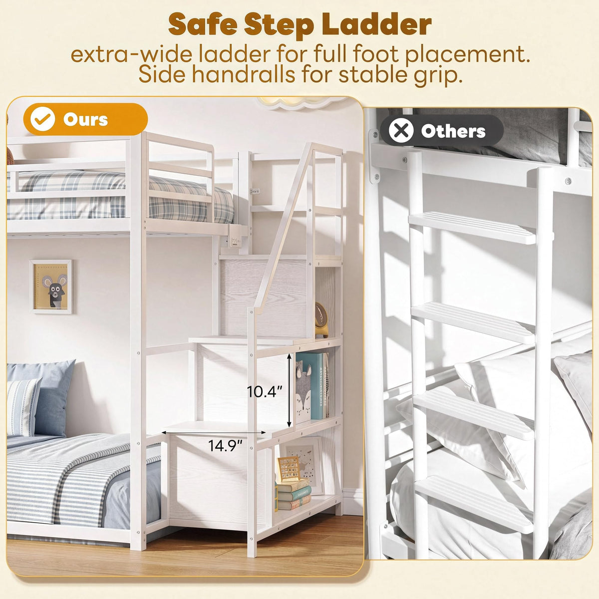Twin Over Twin Bunk Bed with Stairs J609382