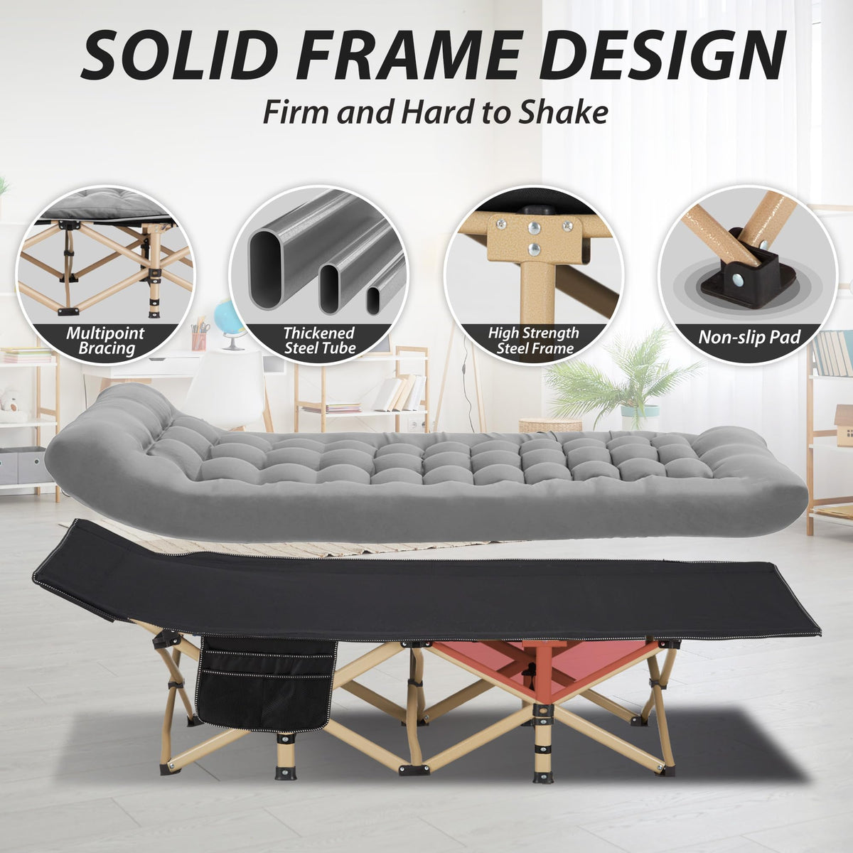 Folding Camping Cot with Mattress Q758