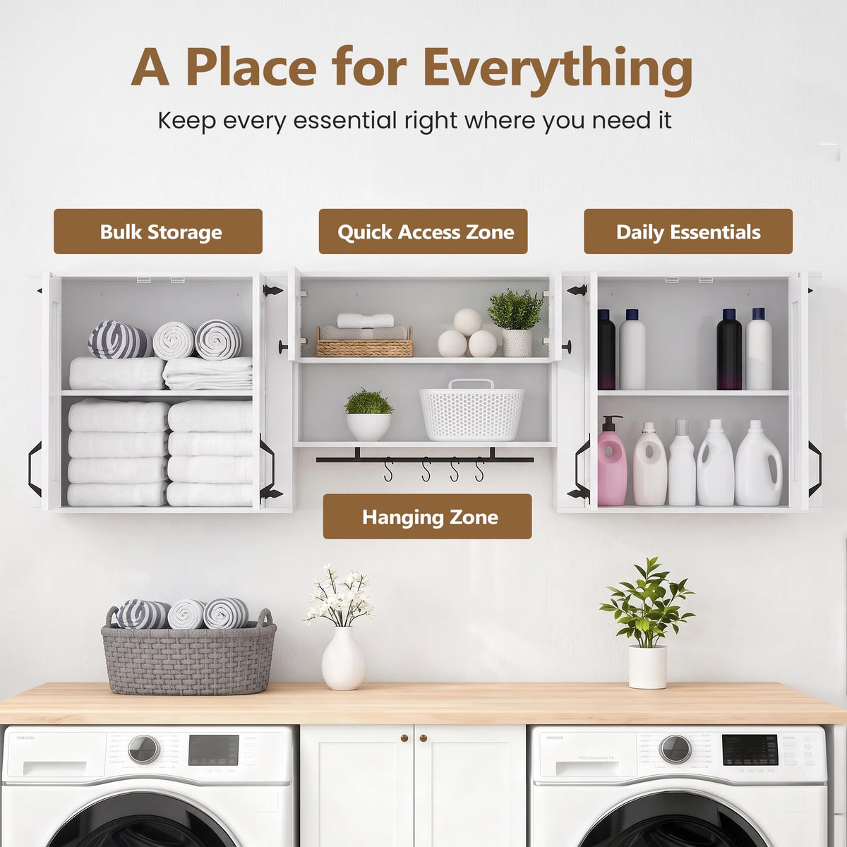 Wall Mounted Laundry Room Cabinet Set B43010