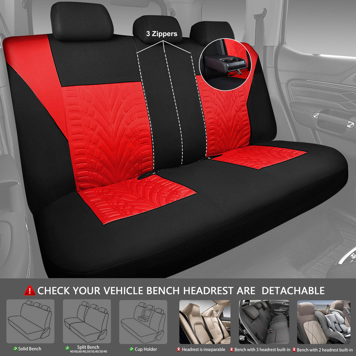 Car Seat Covers Full Sets Black Red L62570