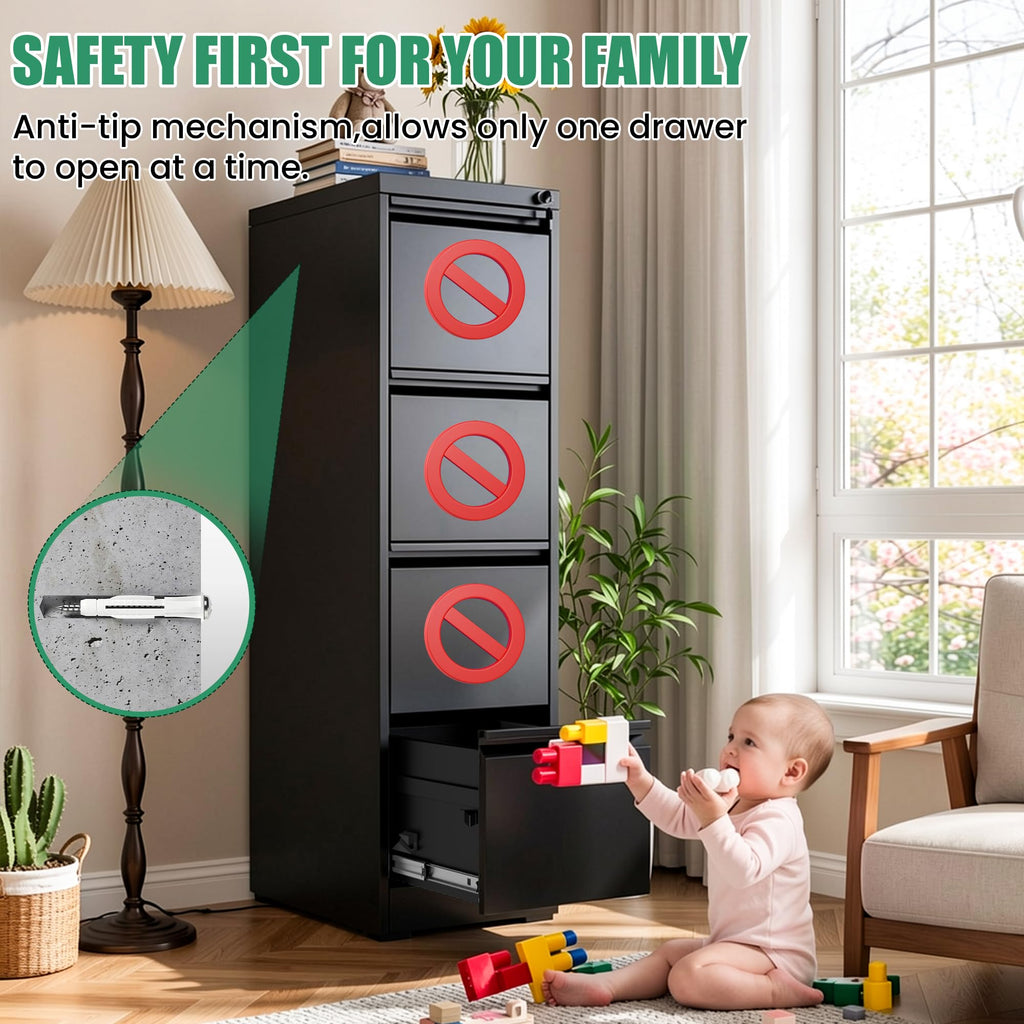 4 Drawer Metal File Cabinet with Lock I5021