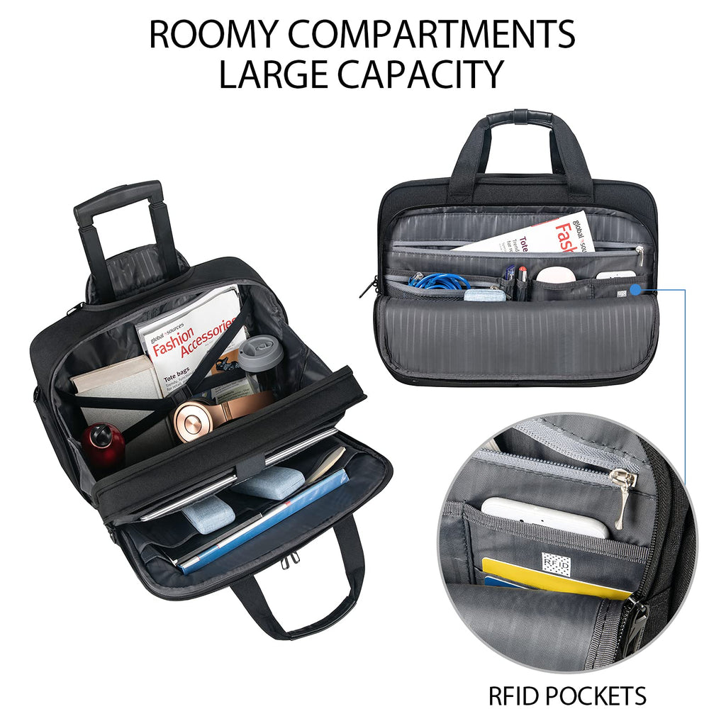 17.3 Inch Waterproof Black Rolling Laptop Bag O65623
