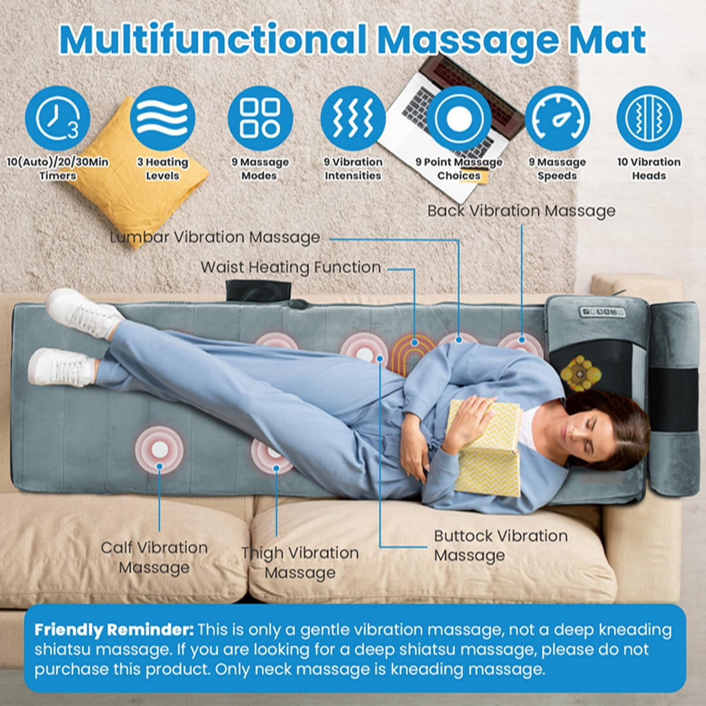 Full Body Electric Heating Vibration Massage Mat Cushion D13505