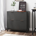 Black 2 Drawer Wood File Cabinet U6632
