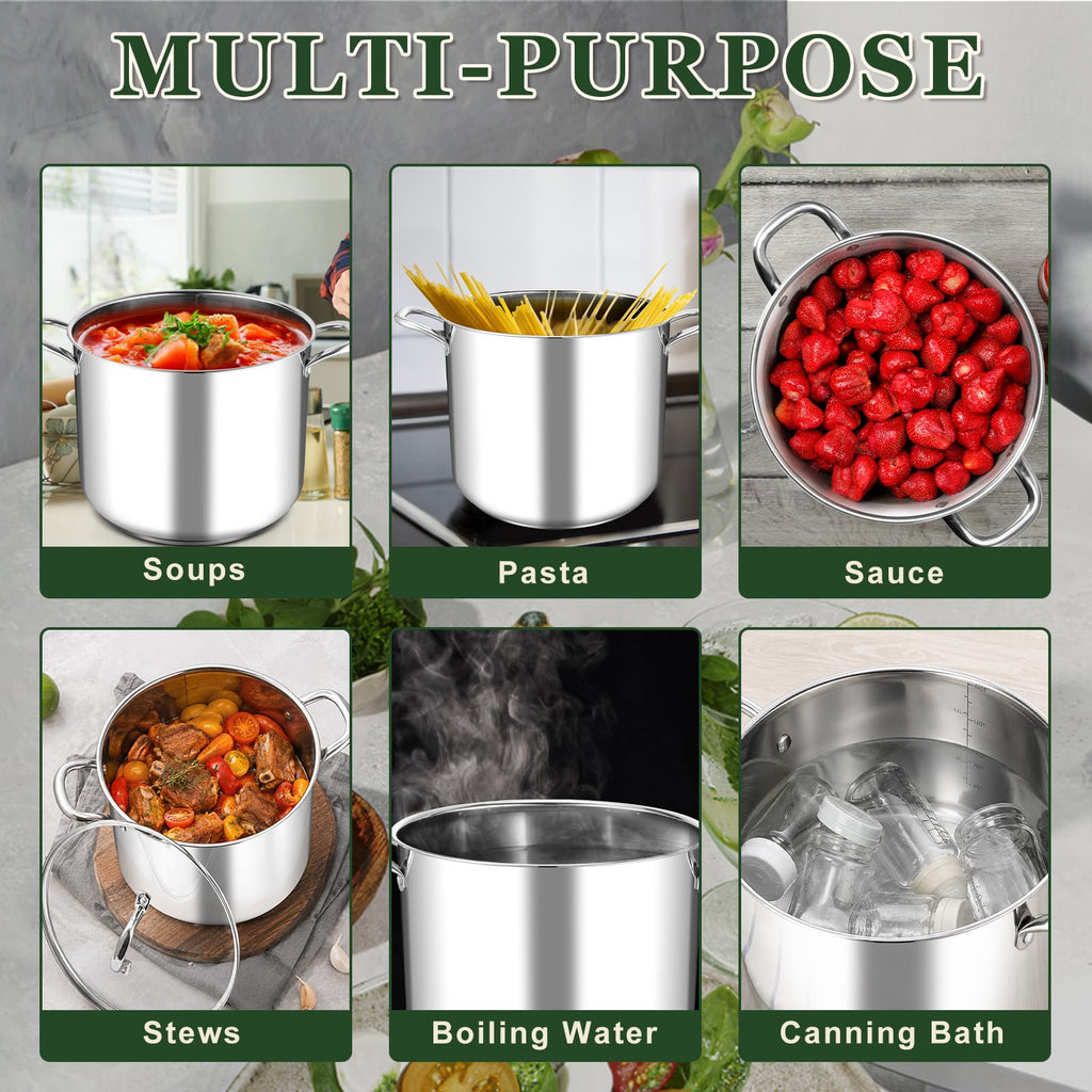 14Qt Stainless Steel Stock Pot with Lid S80614