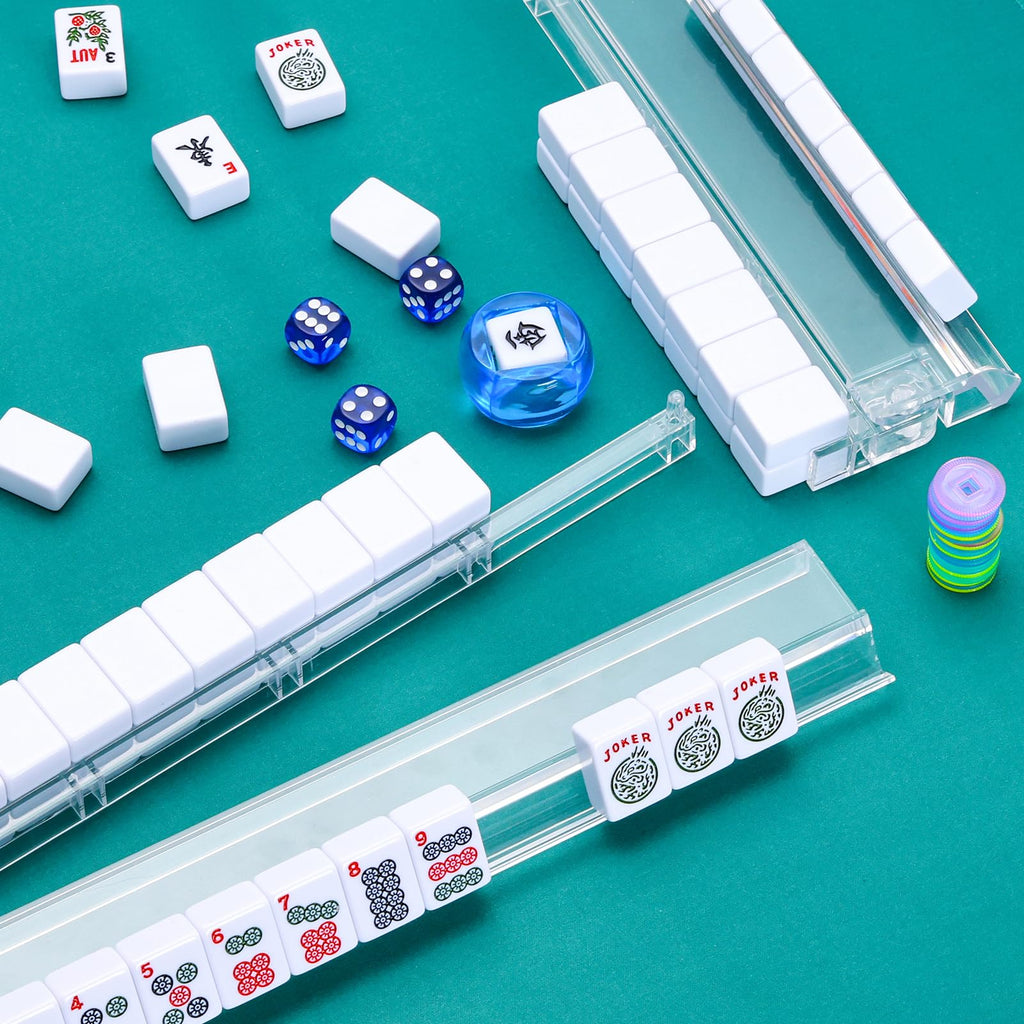 Clear Acrylic Mahjong Tile Rack and Pusher Set of 4 R237