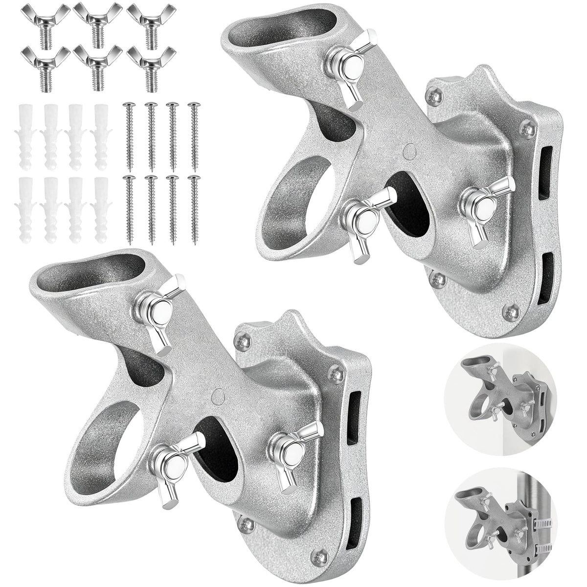 Heavy Duty Aluminum Rustproof Flag Pole Holder Wall Mount 2Pack D4739