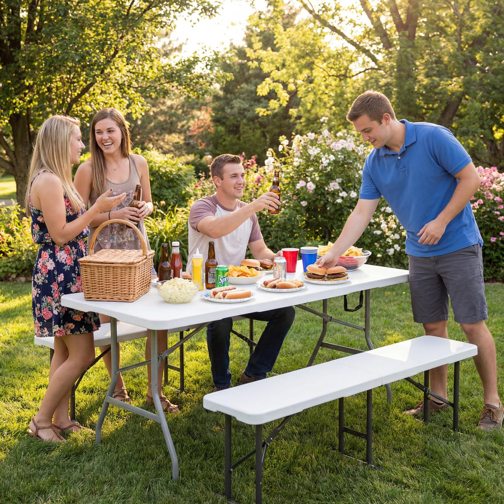 White 6ft Heavy Duty Folding Table A996