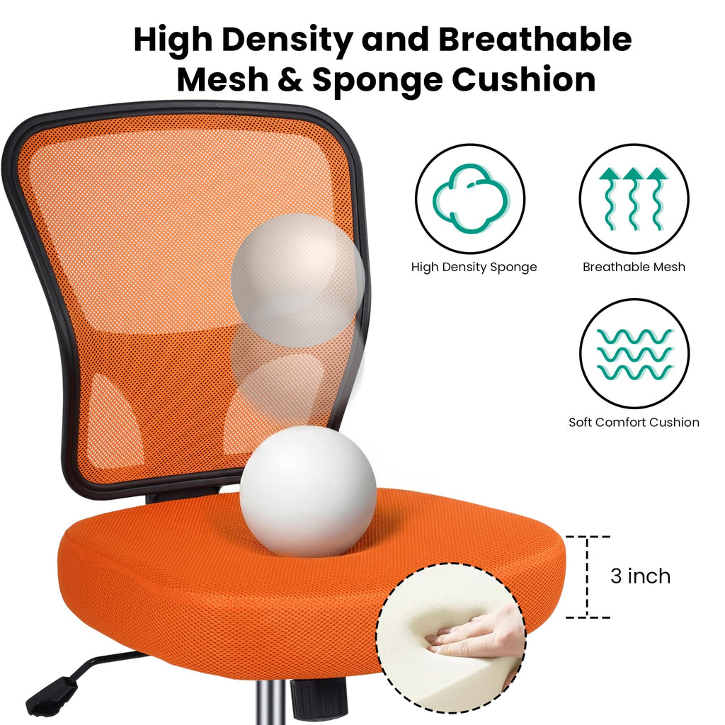Armless Adjustable Height Mesh Drafting Chair with Foot Ring & Wheels F90607
