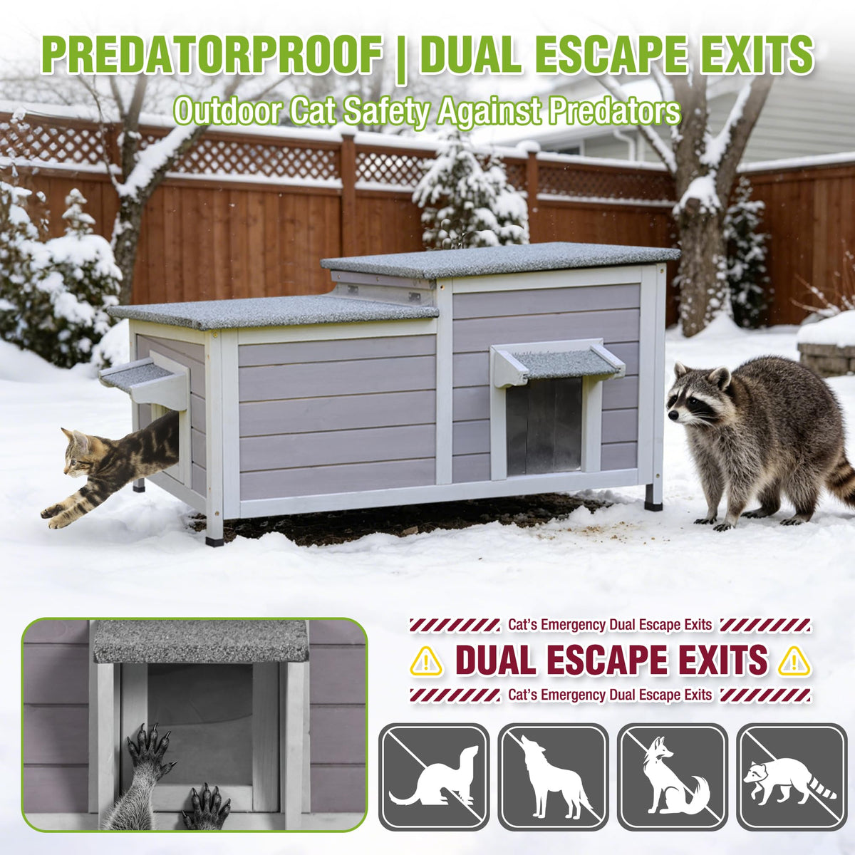 Large Heated Outdoor Cat House with Insulated Liner P2319